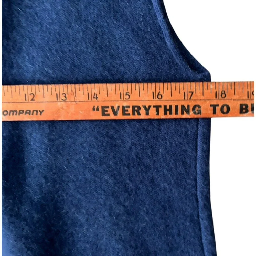 Vince Sweater Womens M Cashmere Blue Sleeveless Turtleneck Sweater Split Side - Picture 9 of 10